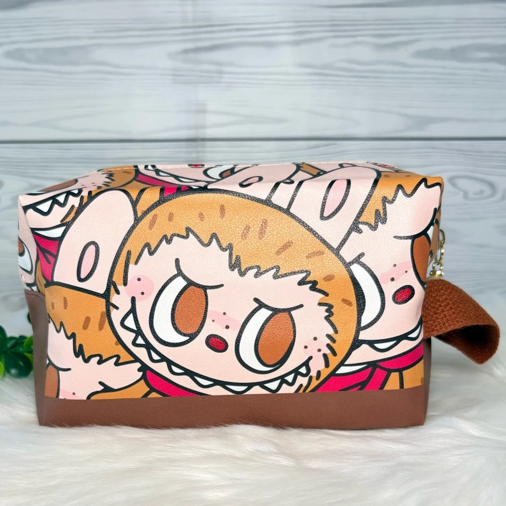 Brown Labubu Large Cosmetic Bag